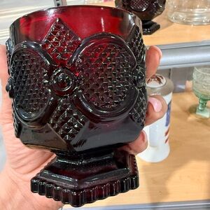 Vintage Avon Ruby Red Pressed Glass Goblets